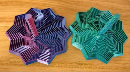 3D Printed Expanded Sensory Fidget Star,Easy-Grip Handles, Whirling Spiral Hexagon Spinner for Stress (Red and Blue,4.64in)