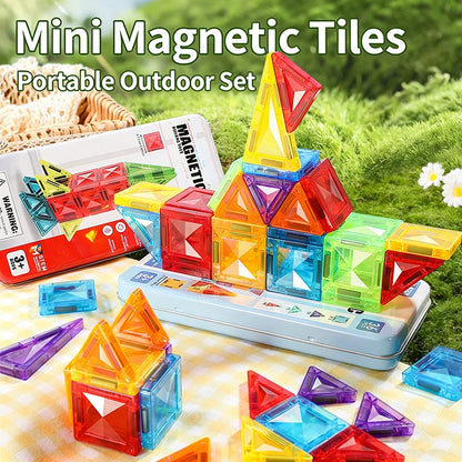 Children's Magnetic Tiles Building Toys 3D Thinking Training Construction Game Portable Iron Box Set Travel Activity Toys Gifts