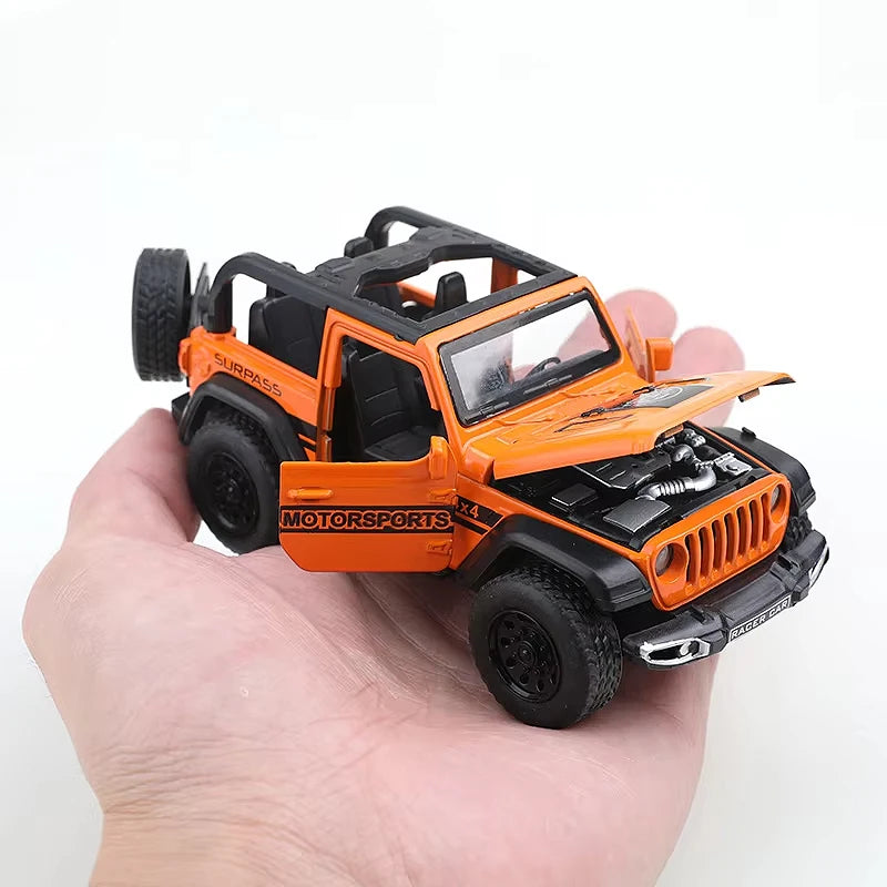 1/36 Convertible Wrangler Off-road Vehicle, Die-cast Metal, Boy's Toy, Four Doors Opening, Pull-back Function