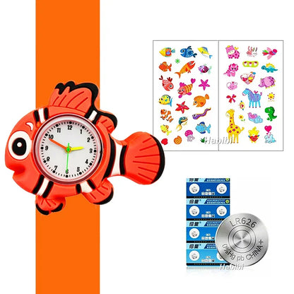Boys Girls Watches Baby Kindergarten Party Gift Children Study Time Toy Wristwatches Slap Bracelet Clock Cartoon Kids Watches 22