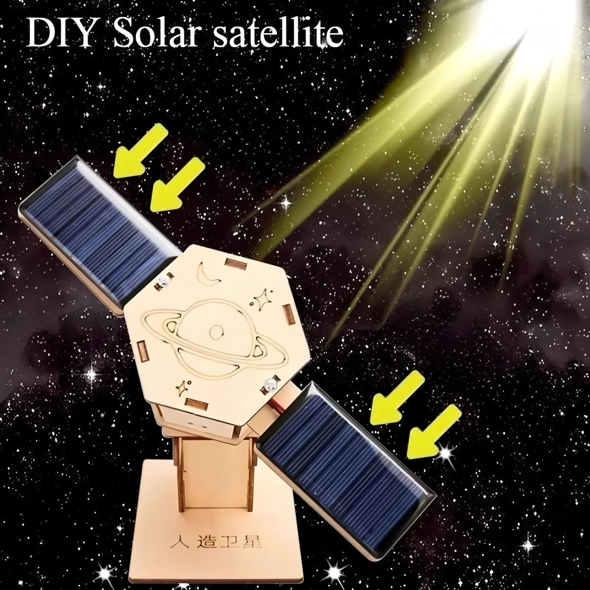Solar Car Lunar Exploration Vehicle Children's Diy Hand-Assembled Model Diy 3d Wooden Puzzle Science And Education Toys