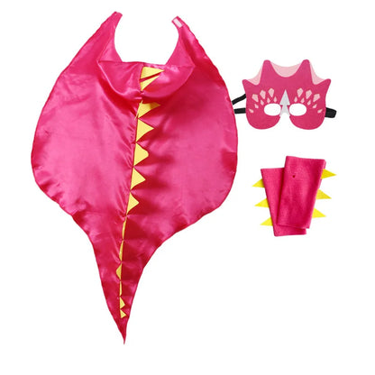 Halloween 6 Color Options Dinosaur Dragon Hooded Cape With Matching Mask Wristband For Cosplay Party Role Play Fancy Dress Cloak