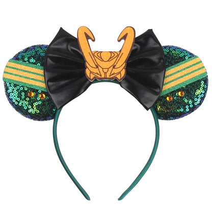 2026Latest Mickey Minnie Ear Headband Sequin Bows For Girl Adult Kids Halloween Party Cosplay Hair Accessories Princess Hairband