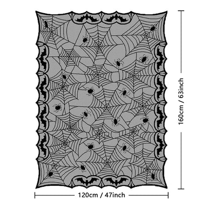1 Pcs of Halloween Lace Tablecloth Spider Web Skull Pattern Rectangular Shape for Party Decoration Haunted House Pumpkin Design