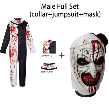 Art The Clown Cosplay Costume ‌Terrifierr 3 Bloody Outfits Killer Clowns Jumpsuits for Halloween Carnival Party Horror Costumes