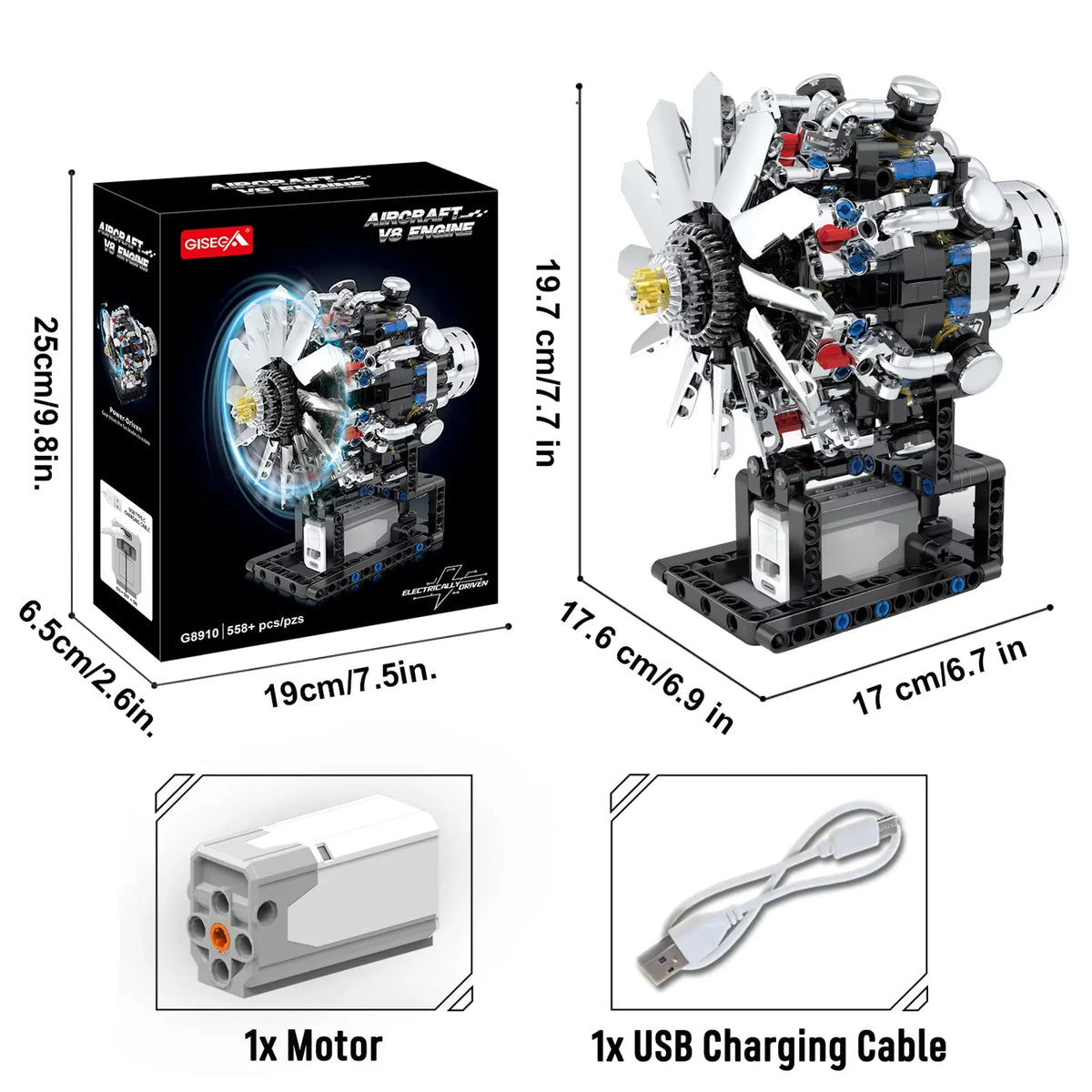 Brick V8 Engine Motorized Simulation Model Electrically Drive Building Blocks Technical Car Parts Creative Toys Gifts Boys Adult