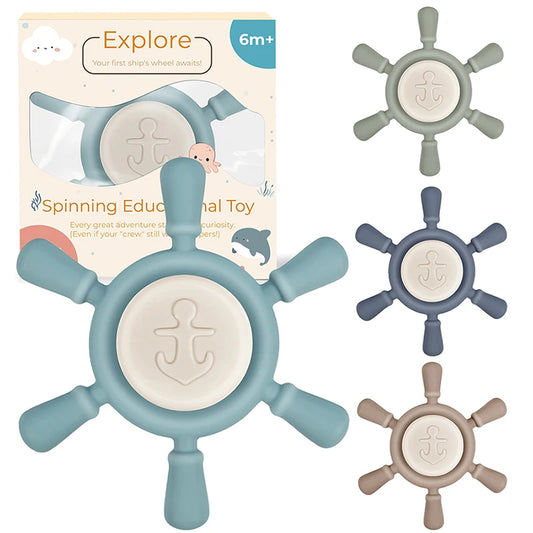 Silicone Suction Cup Spinner Toy for Baby Kids Car Travel Table Highchair Window Sensory Cartoon Rattles Fidget Educational Toy