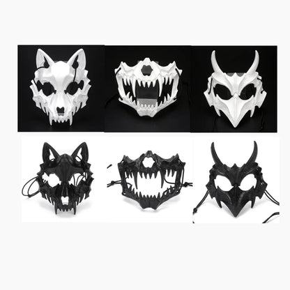 Halloween Carnival Party Mask Anime Dragon God Skeleton Half Face Masks Bone Skull Animals Mask Cosplay Dance Prom Costume Props