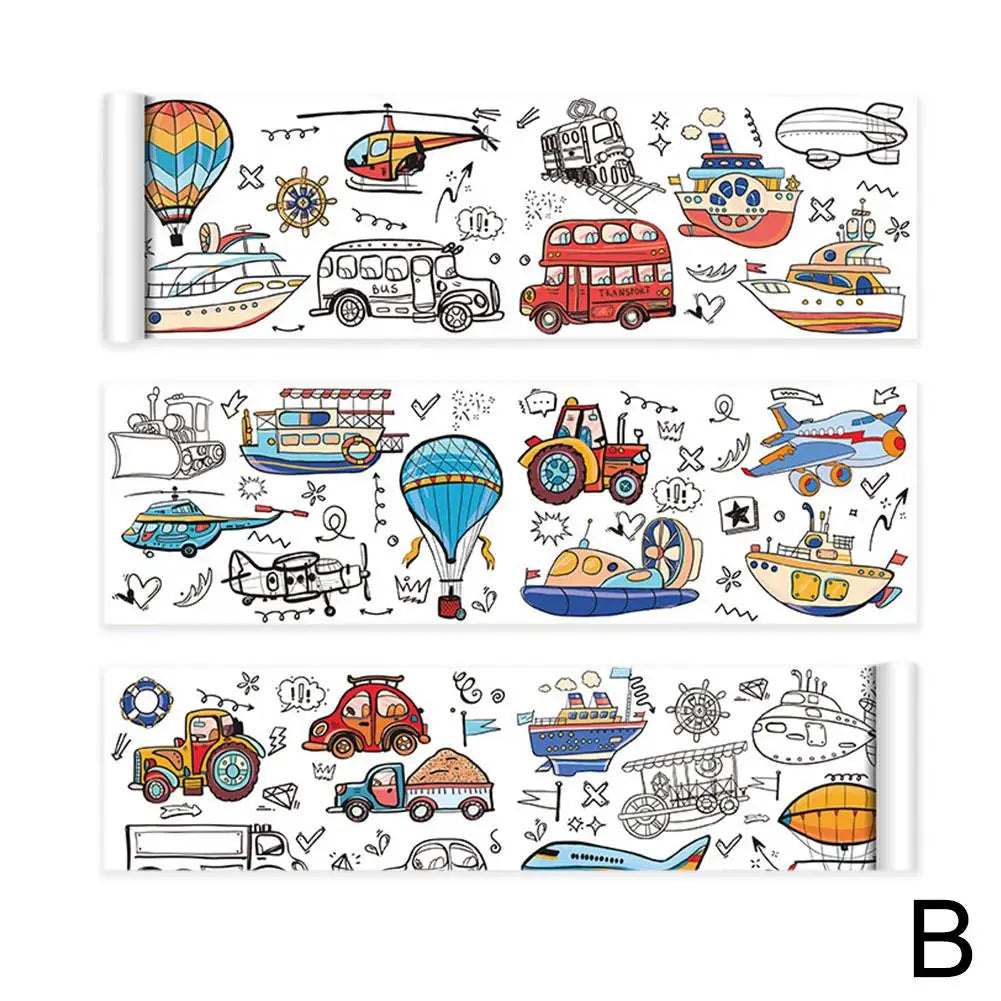 Children's Drawing Roll Sticky Color Filling Paper Graffiti Scroll Coloring Paper Roll For Kids DIY Painting Educational Toys