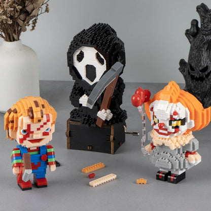 “Halloween themed  Halloween building blocks: Handmade death, clowns and horror scenes – creative holiday joy for children!”