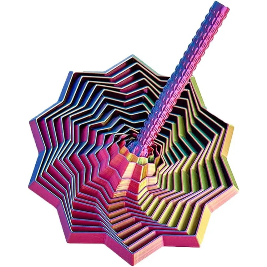 3D Printed Expanded Sensory Fidget Star,Easy-Grip Handles, Whirling Spiral Hexagon Spinner for Stress (Red and Blue,4.64in)