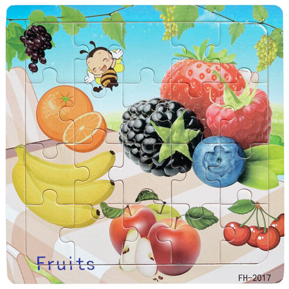 20piece Wooden Puzzle Cartoon Animals Car Letter Number Pattern Jigsaw Puzzles Game Kids Educational Learning Toys for Children