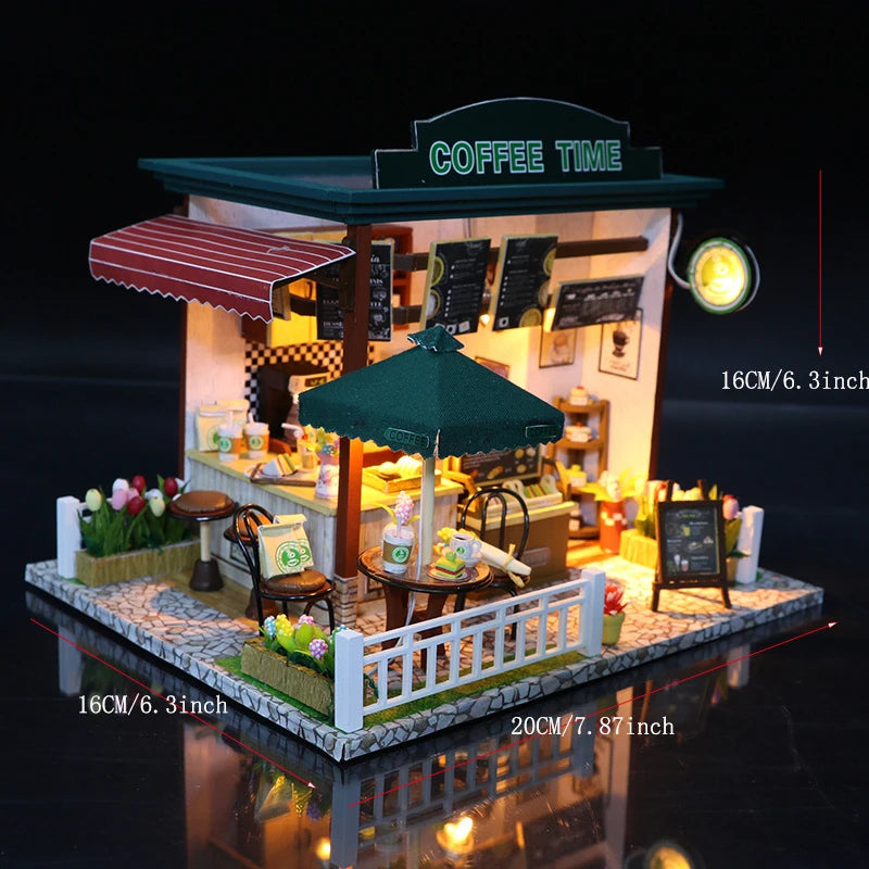 Casa Diy Wooden Miniature Doll House Small House Kit 3D Puzzle Assembly Building Toys With Furniture LED Lights Dollhouse Gifts