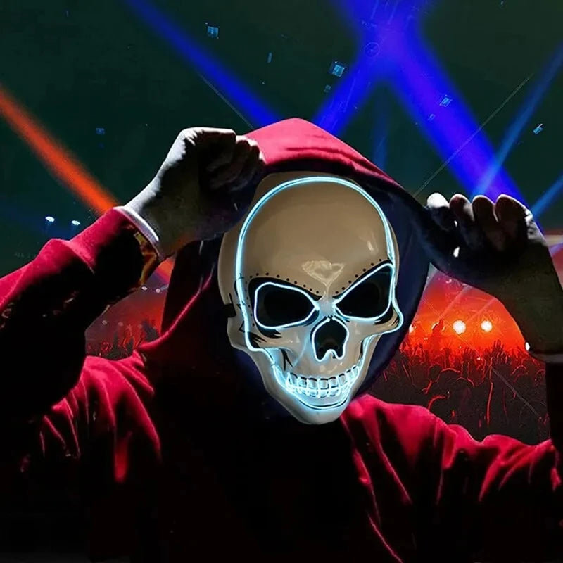 Halloween Adult Purification Mask LED Glowing Skull Terror Mask Cold Light Mask Role Playing Masquerade Ball