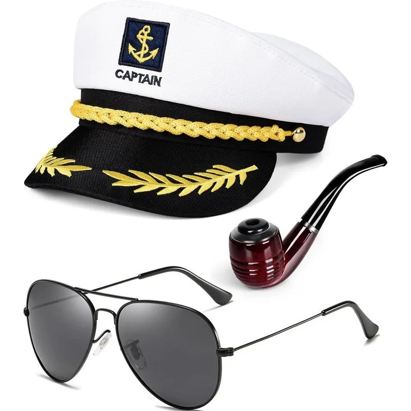 Sailor Hat for Adults – Captain Hat Costume Accessory for Men and Women, Ideal for Halloween, Cosplay, Yacht Parties