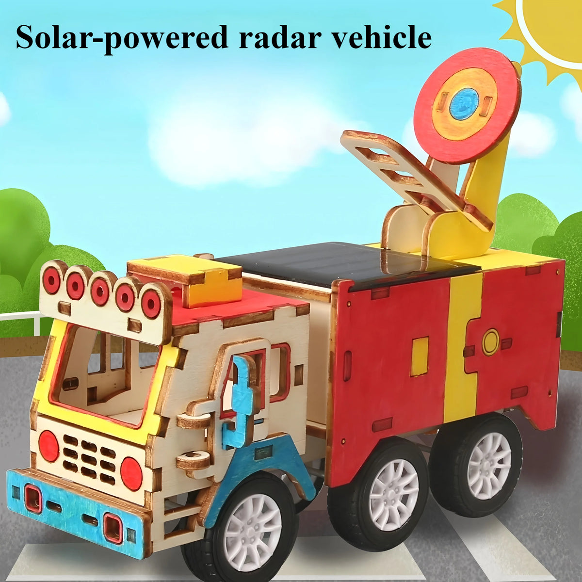 Solar Car Lunar Exploration Vehicle Children's Diy Hand-Assembled Model Diy 3d Wooden Puzzle Science And Education Toys