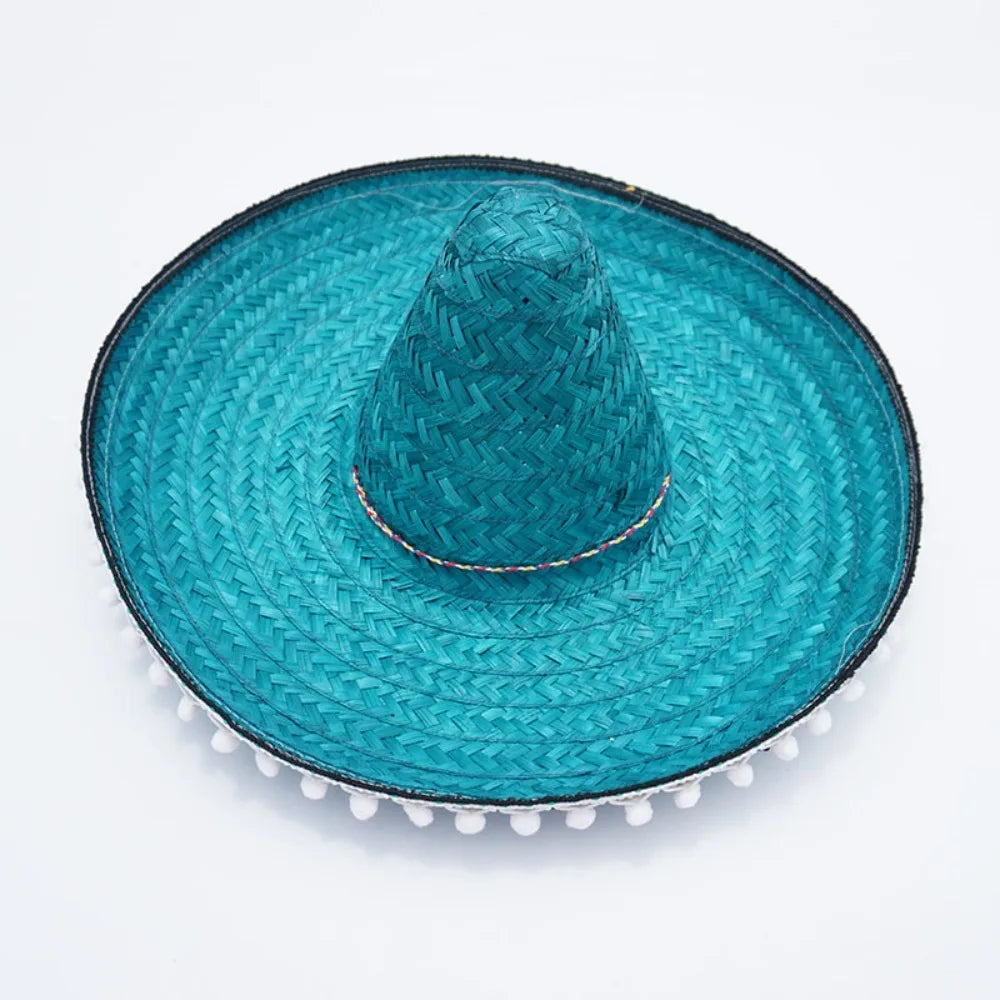 Summer Colorful Wide Brim Mexican Party Hat Halloween Sombrero Straw Hats Decor Party Beach Hat Men