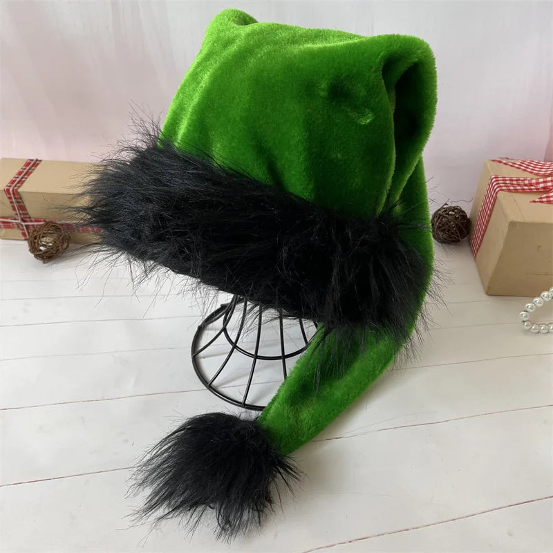75cm Adult Black Plush Long Christmas Hat Xmas Costume Santa Halloween party decorations