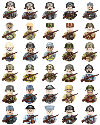 40/set World War II military building blocks National army soldier Character weapon assembly building block Children's toy gifts