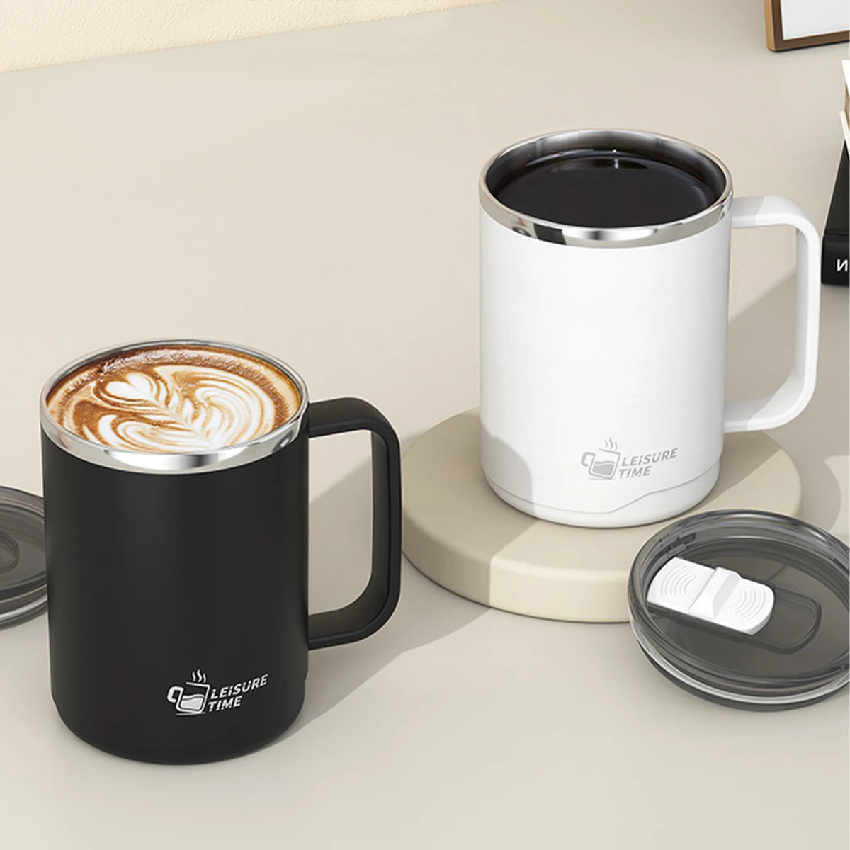 500ml Double-layer Mug 304 Stainless Steel Insulated Coffee Cup With Handle Portable Sealed Water Cup Drinkware For Student Kid