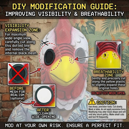 Latex Cartoon Rooster Head Cover Halloween Chicken Costume Mask Miami Cosplay Deluxe Cock Mask Animal Carnival Party Props
