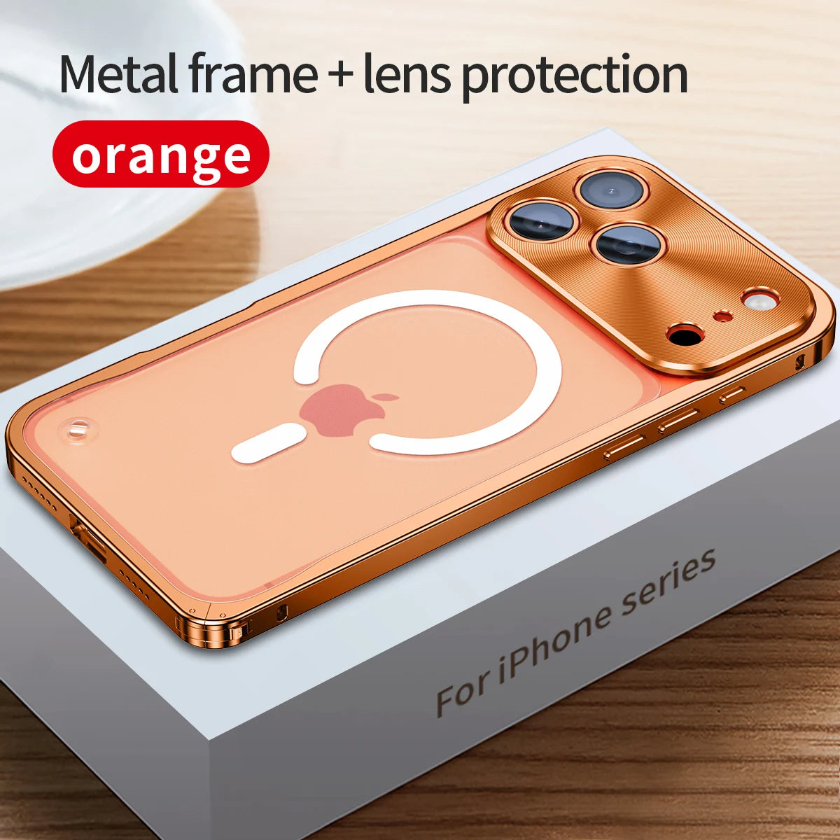 Buckle Metal Frame Phone Case For Iphone 17 18 Pro Max Magnetic Aluminum Frosted PC Matte Back Panel Phone Cover For Magsafe