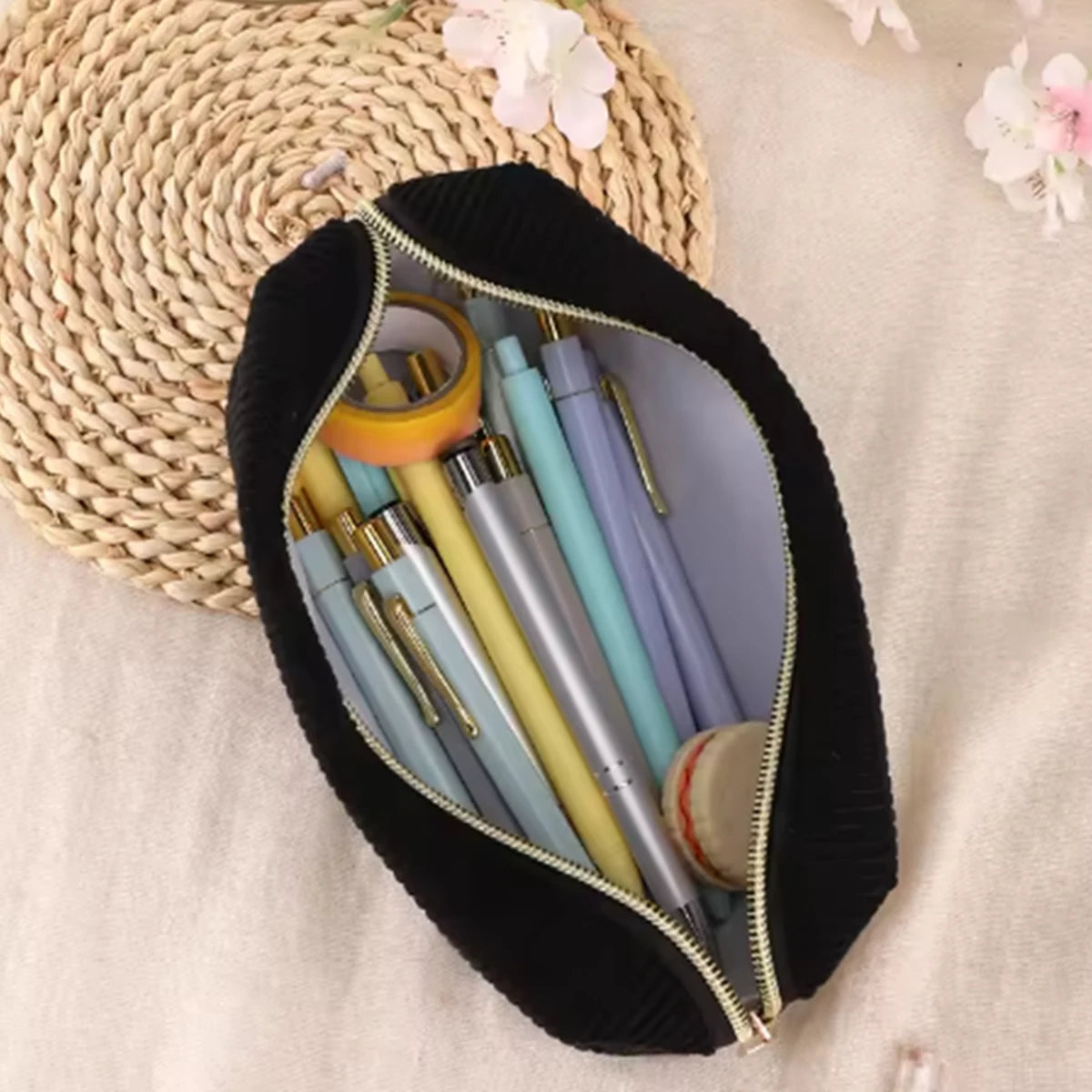 1pc Pencil Case Solid Color Pencil Case School Supplies Large Capacity Pencil Case Stationery Bag Pencil Case School Pencil Case