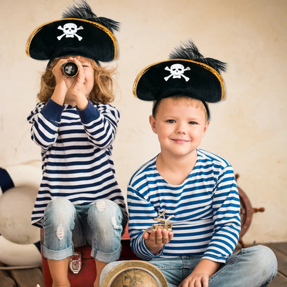 1/2set Pirate Skull Hat And Eye Patches Halloween Captain Cap Headband Cosplay Costume Accessories Prop Kid Birthday Party Decor