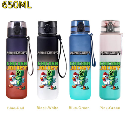 650ML Minecraft Sports Water Bottle LeakProof Plastic Cup Fitness Outdoor Shaker Drink Bottle Travel Office Jugs Birthday Gifts