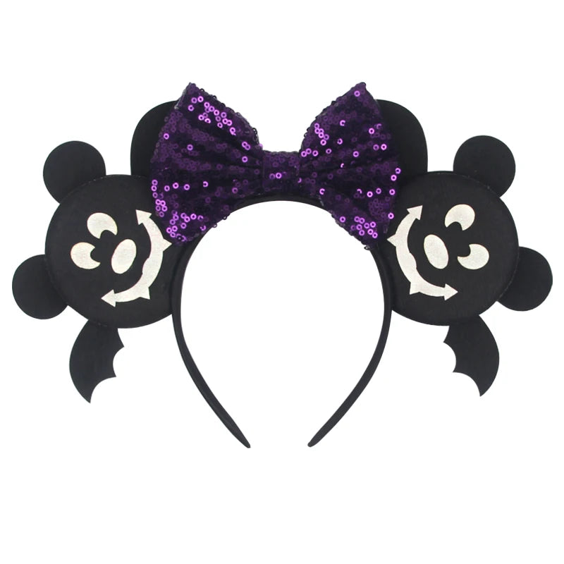 2024 Halloween Mouse Ears Headband Sequins Bow Hairband For Women Featival Party DIY Hair Accessories Boutique
