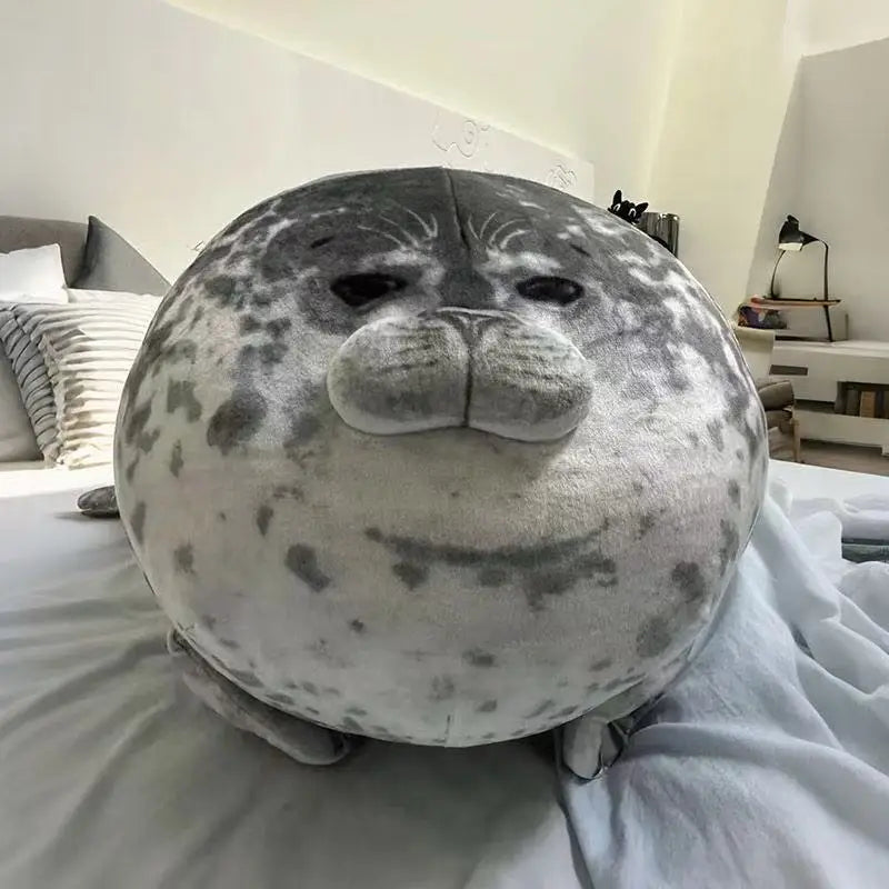 Angry Blob Seal Pillow Chubby 3D Novelty Sea Lion Doll Plush Stuffed Toy Baby Sleeping Throw Pillow Gifts for Kids Girls