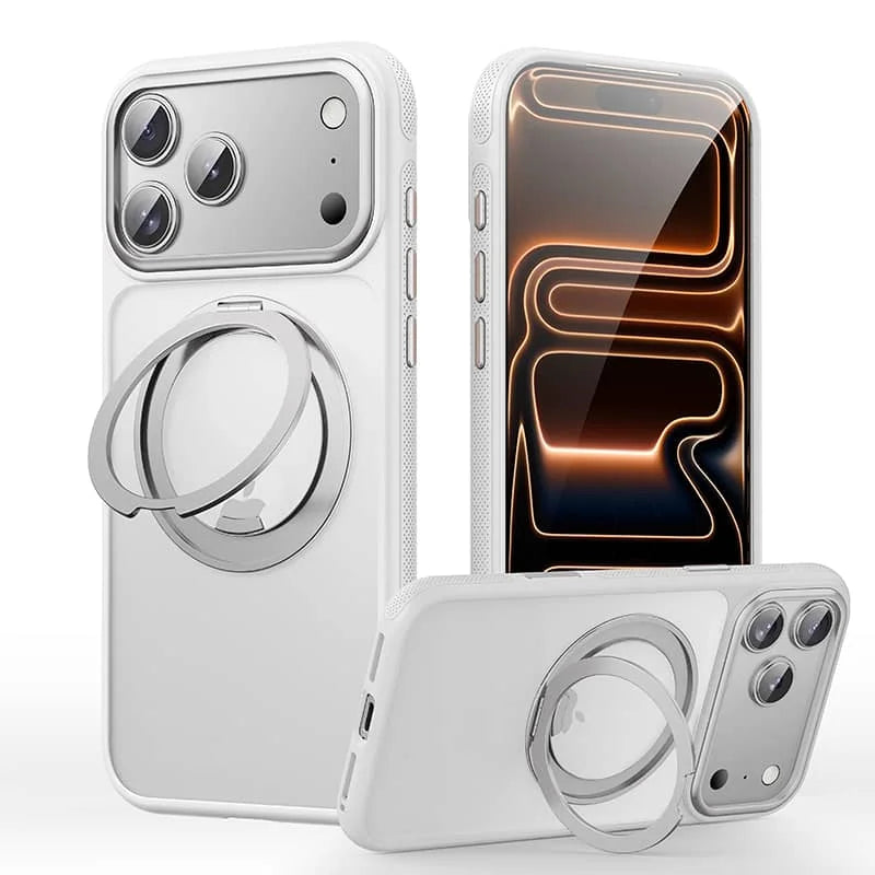 360 Spin Magnetic Stand (Pro-Version) for iPhone 17 Pro Max 17 Air Case (Compatible with Magnetic) Matte Translucent Shockproof