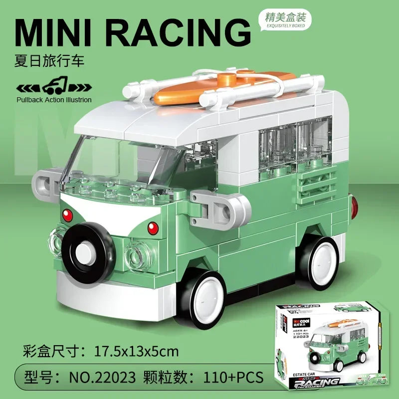 Racing Car Bus Engineering Vehicle Ambulance Pull Back Model Building Blocks Brick Toys Children Boys Compatible With Lego