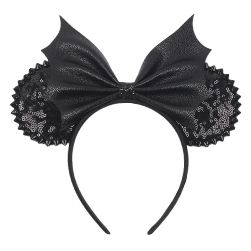 2026Latest Mickey Minnie Ear Headband Sequin Bows For Girl Adult Kids Halloween Party Cosplay Hair Accessories Princess Hairband