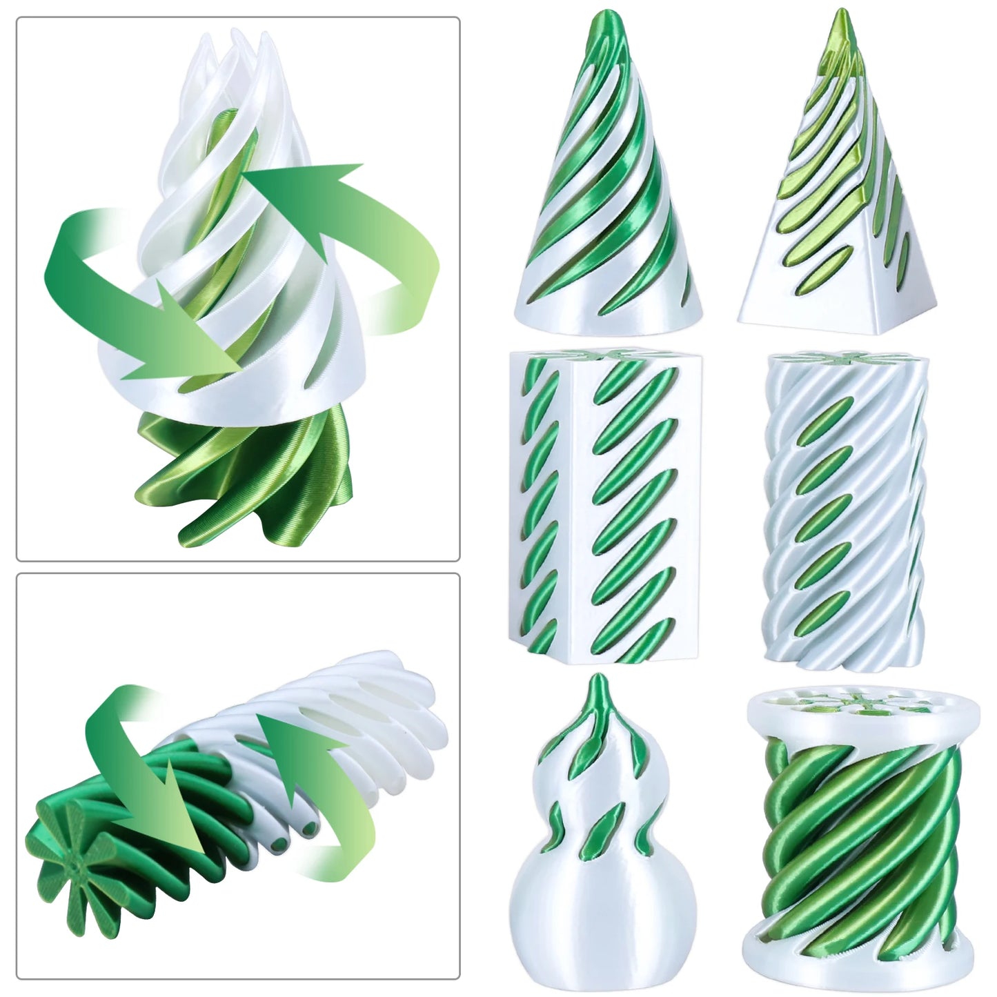 3D Printed Spiral Cone Fidget Toy Impossible Passthrough Pyramid Pillar Vortex Helix Gourd Cylinder Illusion Stress Relief