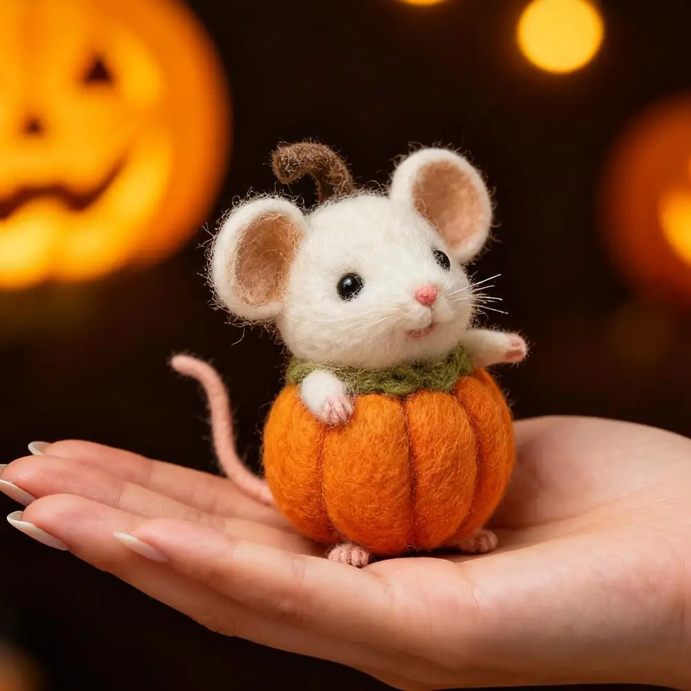 Wool Felt Pocket Handmade Diy Material Finished Product Set Halloween Cute Ghost Pumpkin Mouse Felt Finished Product