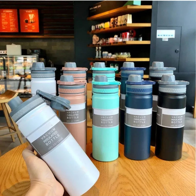 750ML Stainless Steel Outdoor Thermos Bottle Cup Large-Capacity Portable Sports Travel Car Water Cup Kettle Kids Water Bottle