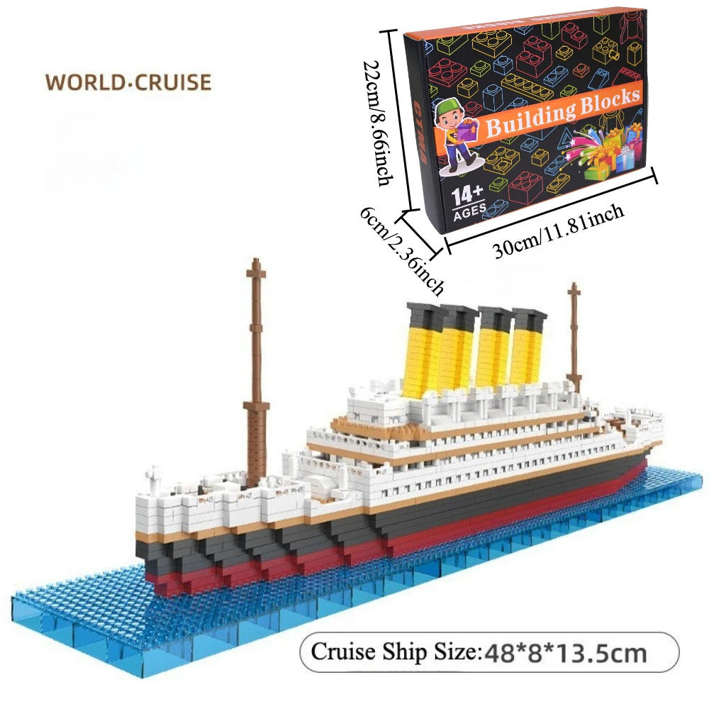 Titanic Model Cruise Ship Building Blocks MOC Boat DIY  Classical Bricks Kit Children Kids Toys Birthday Gift