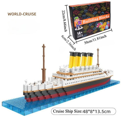 Titanic Model Cruise Ship Building Blocks MOC Boat DIY  Classical Bricks Kit Children Kids Toys Birthday Gift