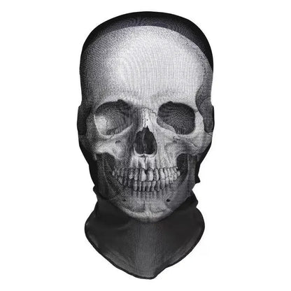 Halloween Skeleton Mask Elastic Mesh Hood Scary Party Cosplay Prop Breathable Face Cover Hood