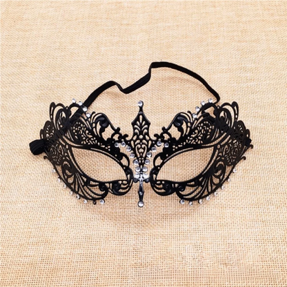 Black Gold Skull Metal Mask Halloween Rhinestone Half Face Venetian Masquerade Men White Women Skull Party Mask
