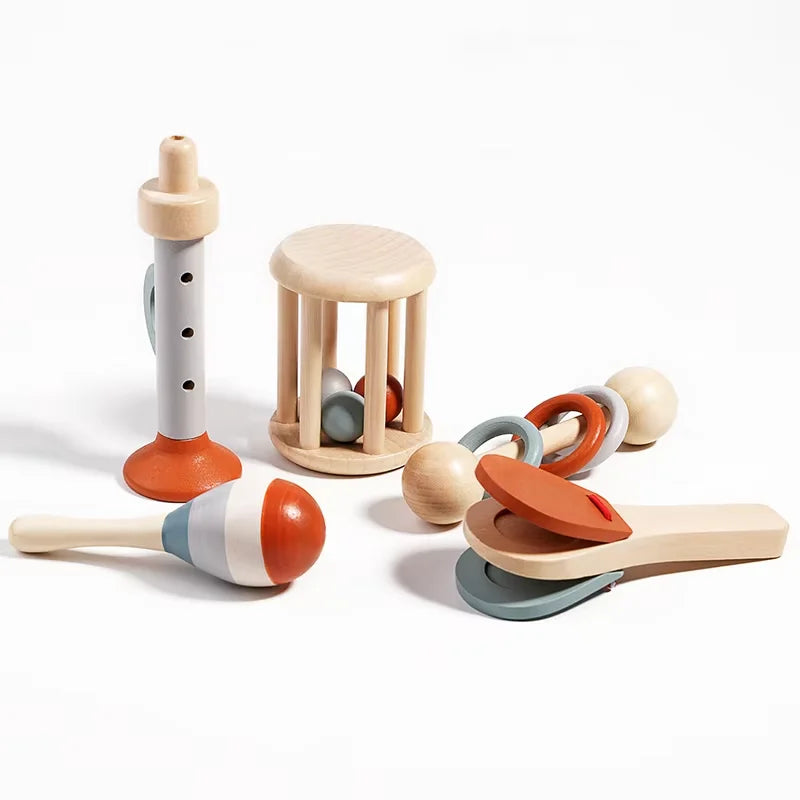 5Pcs Baby Musical Instruments Sensory Rattle Toys Early Educational Baby Musical Toys Montessori Toys Birthday Gifts for Kids