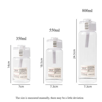 350/550/800/ml Children's School Water Bottle Transparent Water Bottle Reusable Leak Proof Durable Water Bottle with DrinkingCap