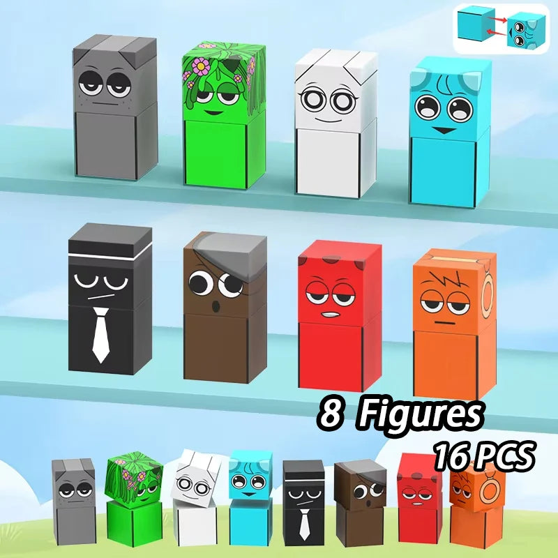 Magnetic Building Block Sprunki Magnet Cube Mine World Kid Gift Set for Boy Girl Children Age 3+ DIY Model STEM Sensory MusicToy