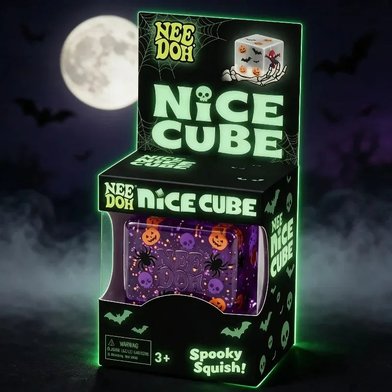 Halloween ghost Nee Doh Nice cube slow rebound soft toy maltose cube fidgety decompression extrusion toy party holiday gift.