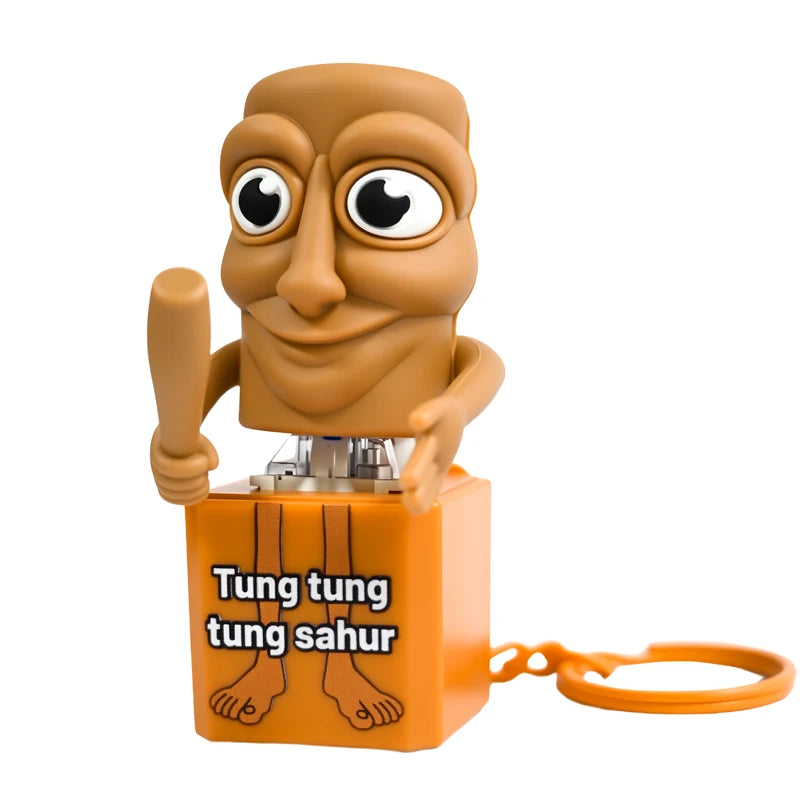 Tung tung tung Sahur Keychain Wooden Stick Man Button Keychain Click Luminous Sound Pendant Anime Peripheral Decor Gift Toys