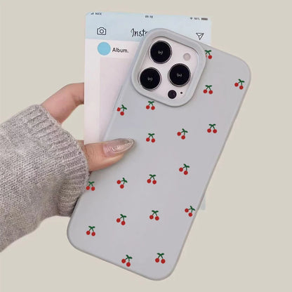 For iPhone 18 17 16 15 14 13 12 11 Pro Max Case Cute Cartoon Cherry Graphic Silicone Phone Cover For iPhone 16 Plus Soft Fundas