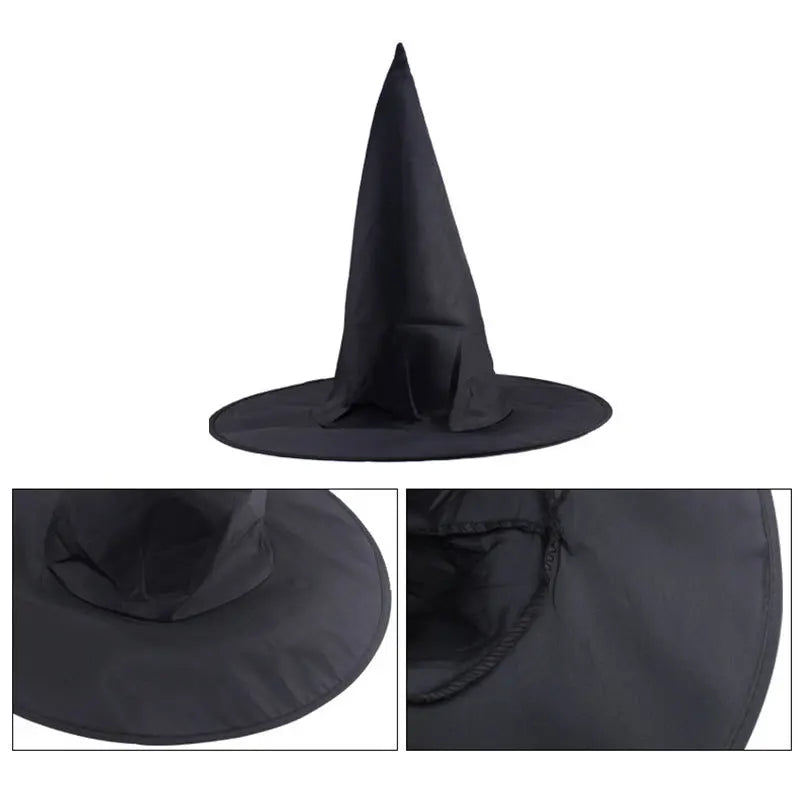 Halloween Wizard Hat Party Children Adult Black Pointed Oxford Cloth Magician Hat Witch Hat Masquerade Ball Party Dressing TMZ