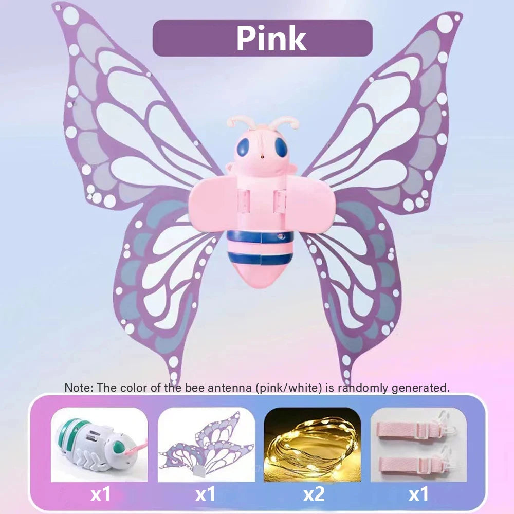 Electric Butterfly Wings Moving Elf Wing with Light Fairy Wings for Kids Birthday Christmas Cosplay Dress Up Angel Girls Toy