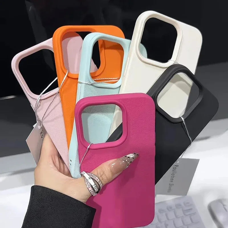 Candy Color Lichee Pattern Soft Phone Case For iPhone 18 17 Pro Max 11 12 13 14 15 16 Pro Max Air 16E X XS XR Shockproof Cover